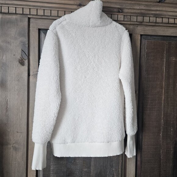 Athleta Nirvana Sherpa funnel Neck Cozy Pullover Sweatshirt Sweater S Cream - Picture 5 of 10